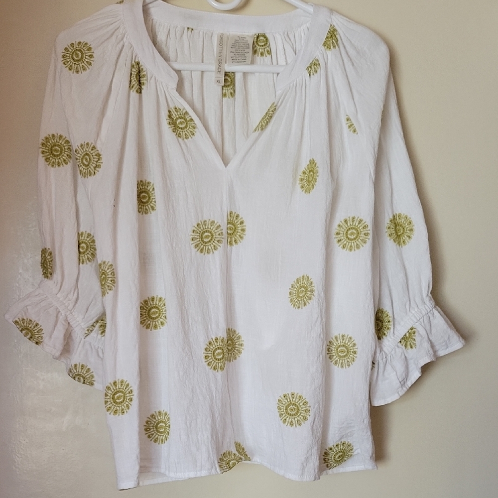 White and Green Women's Top Any 3 Shirts For 20.00
